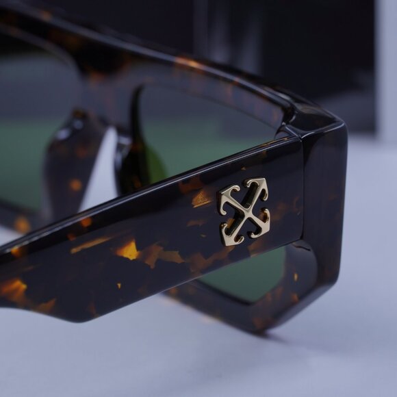 Off-White OERI13F VANCOUVER 6055 Geometric Sunglasses – Havana/Green - Picture 11 of 12